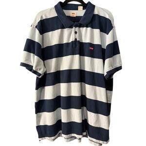 Men’s Levi Striped Polo Blue Short Sleeve‎ Size 3X Preppy